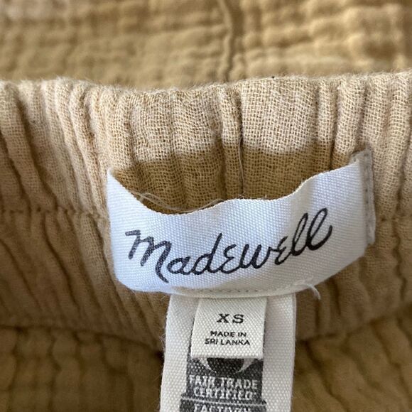 Madewell Yellow Mustard Waffle Knit Pull Up Pant XS Neutral Loose Cotton Earthy - Picture 5 of 9